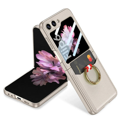 Leather Case with Ring Holder for Samsung Galaxy Z Flip Series