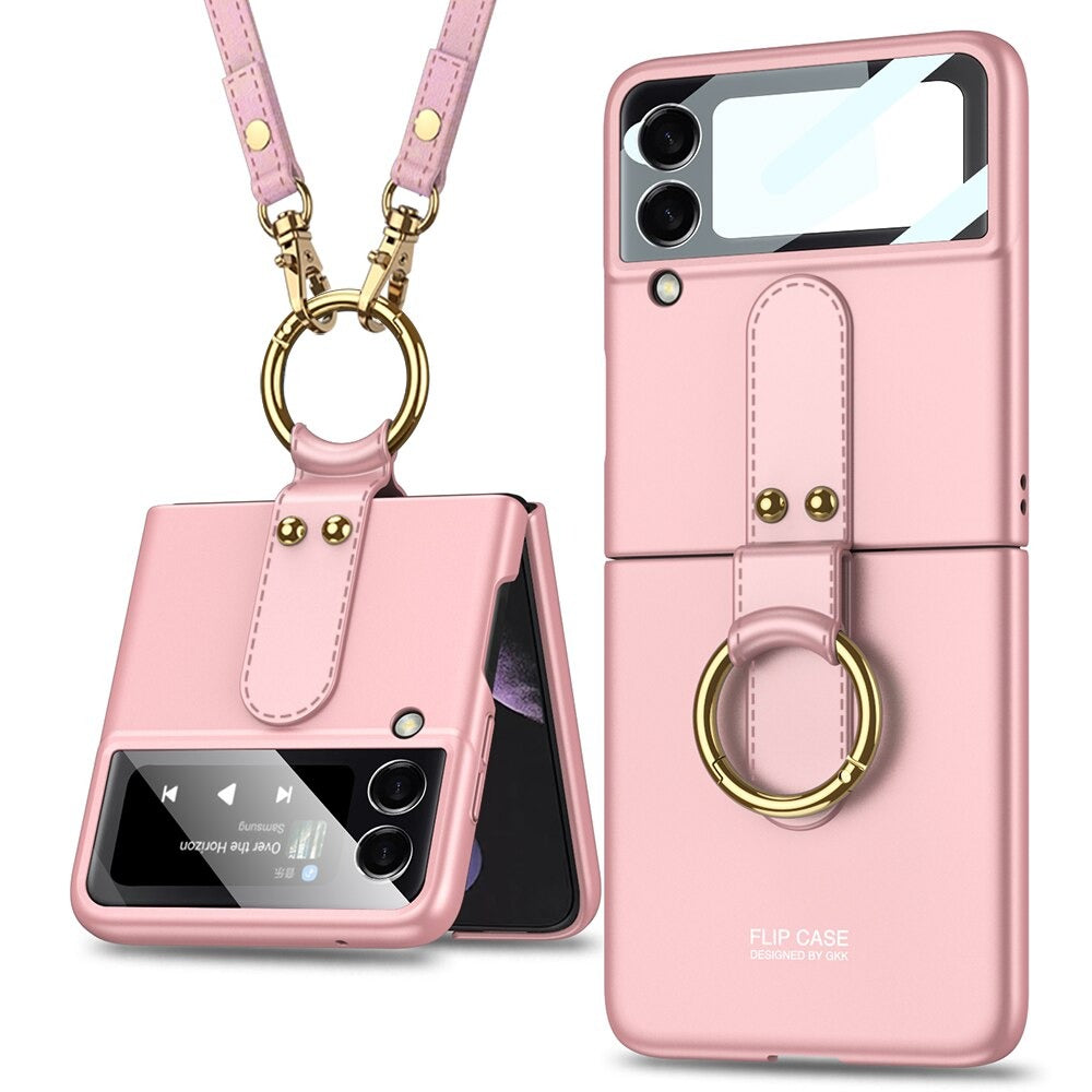 Luxury Ultra-thin Ring Strap Ring Stand Hard Case For Galaxy Z Flip 4