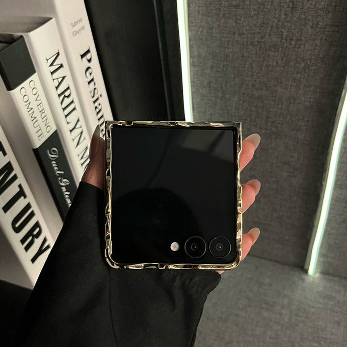 Gold Glossy Frame Case for Samsung Galaxy Z Flip – Luxury Protective Cover