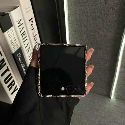 Gold Glossy Frame Case for Samsung Galaxy Z Flip – Luxury Protective Cover