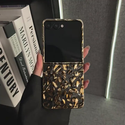 Gold Glossy Frame Case for Samsung Galaxy Z Flip – Luxury Protective Cover
