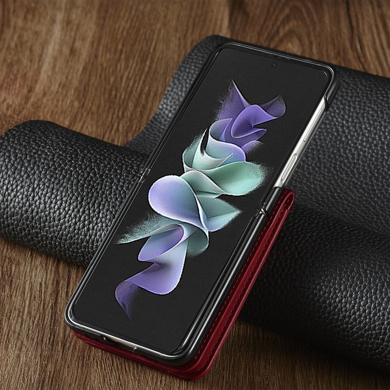 Luxury Leather Wallet Case For Z Flip