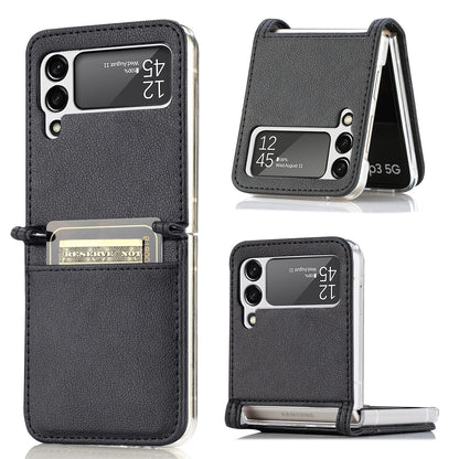 Leather Case With Card Holder For Z Flip Series