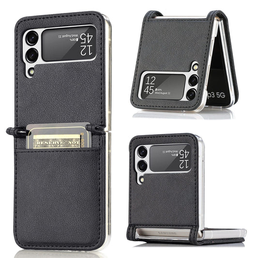 Leather Case With Card Holder For Z Flip Series