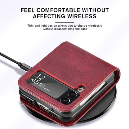 Leather Case With Card Holder For Z Flip Series