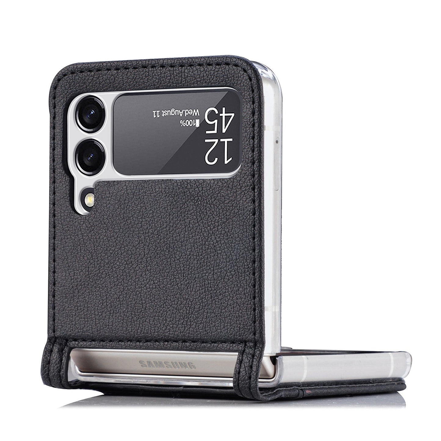 Leather Case With Card Holder For Z Flip Series