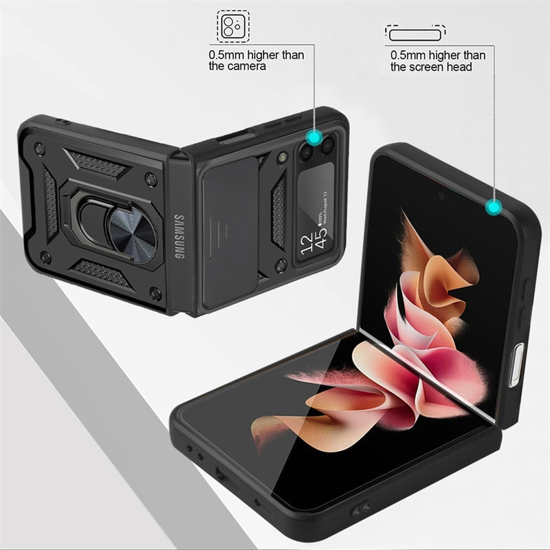 Drop Tested Cover with Magnetic Kickstand Car Mount Protective Case for Samsung Galaxy Z Flip 6 & 7