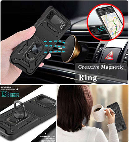 Drop Tested Cover with Magnetic Kickstand Car Mount Protective Case for Samsung Galaxy Z Flip 6 & 7