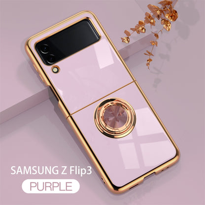 Luxury Electroplating Magnetic Ring Bracket Protective Cover for Samsung Galaxy Z Flip Series