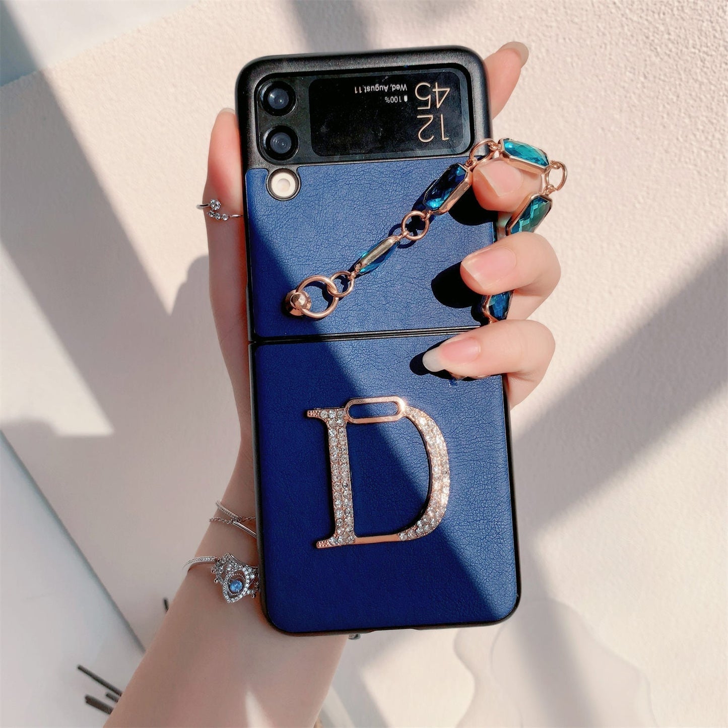 Elegant Blue Leather Case for Samsung Z Flip Galaxy Z Flip Series