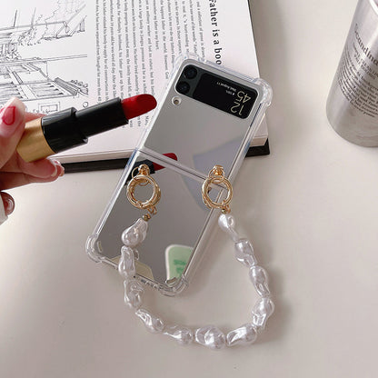 Mirror Shockproof Case with Hand Chain For Galaxy Z Flip Series