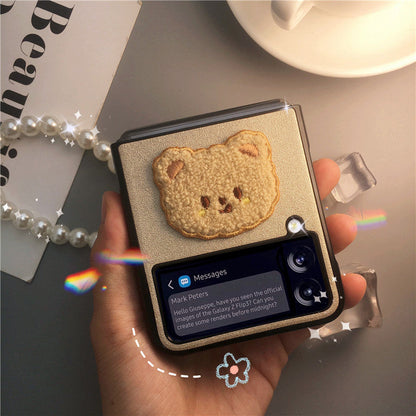 Pearl Cute Bear Case For Galaxy Z Flip Series