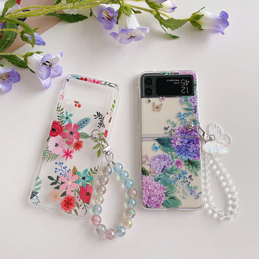 Colorful Flower Case with Bracelet For Galaxy Z Flip Series