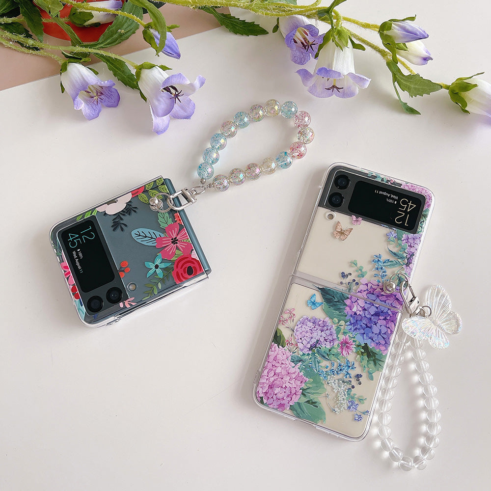 Colorful Flower Case with Bracelet For Galaxy Z Flip Series