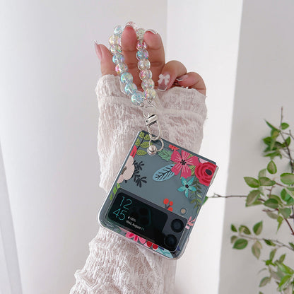 Colorful Flower Case with Bracelet For Galaxy Z Flip Series