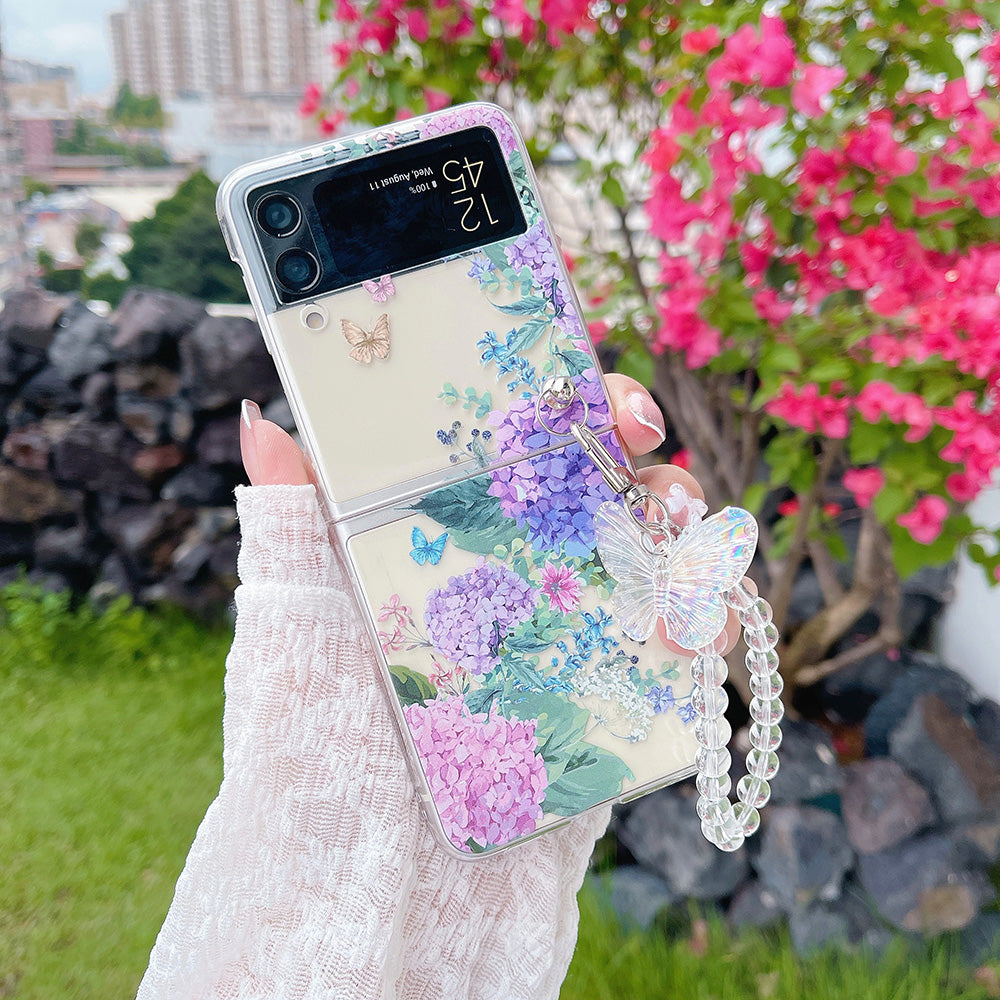 Colorful Flower Case with Bracelet For Galaxy Z Flip Series