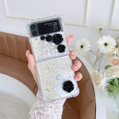 Transparent 3D Rose Glitter Case For Galaxy Z Flip Series