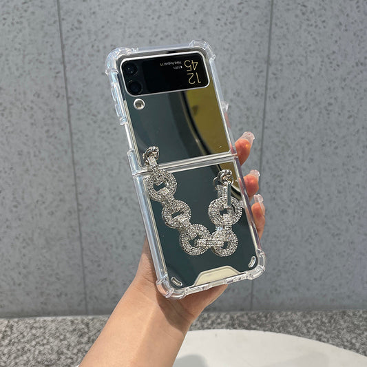 Luxury Makeup Case with Rhinestone Bracelet For Galaxy Z Flip Series