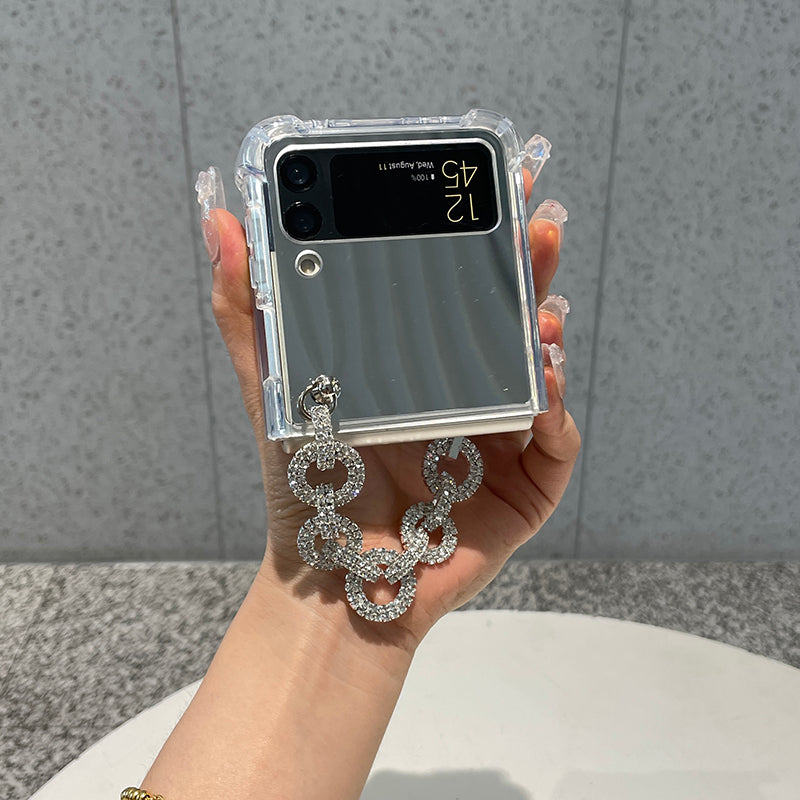 Luxury Makeup Case with Rhinestone Bracelet For Galaxy Z Flip Series