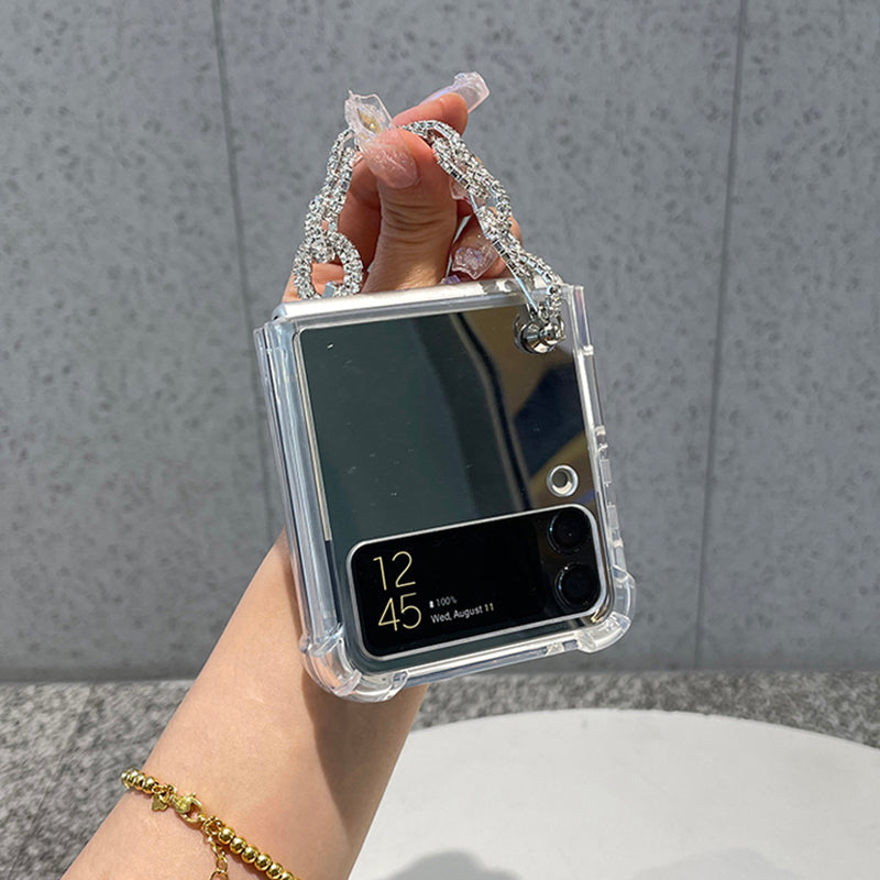 Luxury Makeup Case with Rhinestone Bracelet For Galaxy Z Flip Series