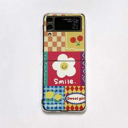 Cartoon Smiley Sun Flower Case with Stand for Galaxy Z Flip Series