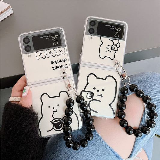 Cute Cartoon Bear Bracelet Case For Galaxy Z Flip Series