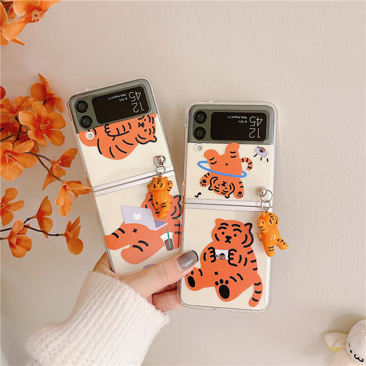 Cute Tiger Pendant Case for Galaxy Z Flip Series