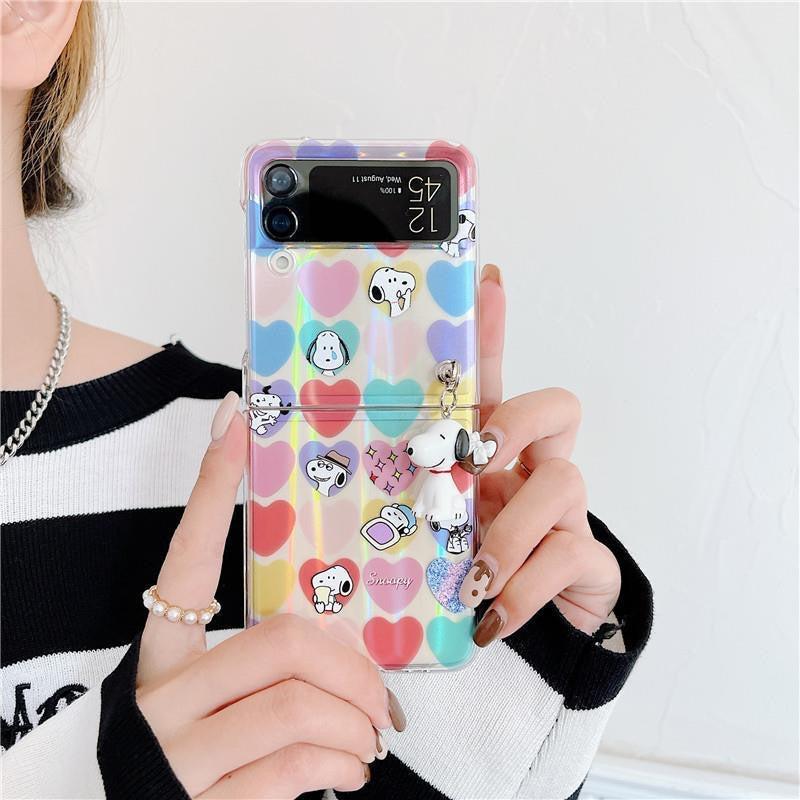Cartoon Colorful Case with Pendant For Galaxy Z Flip Series