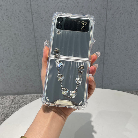 Luxury Mirror Case with Crystal Bracelet For Galaxy Z Flip Series