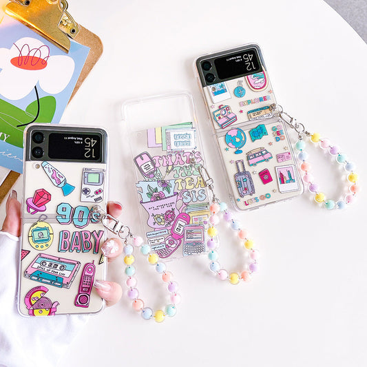 Retro Painted Case With Bracelet For Galaxy Z FLIP Series