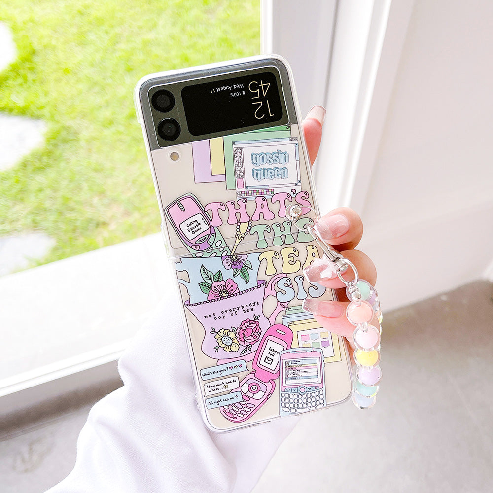 Retro Painted Case With Bracelet For Galaxy Z FLIP Series